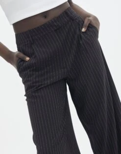 Wide Leg Pinstipe Tailored Pant -Style Fashion Fit co marly pinstripe tailored pant black pinstripe imageback pw71767stp