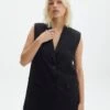 Tailored Oversized Vest -Style Fashion Fit co marly sleeveless blazer black front vs133393pln