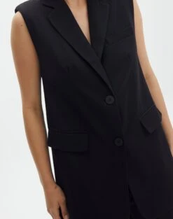 Tailored Oversized Vest -Style Fashion Fit co marly sleeveless blazer black imageback vs133393pln