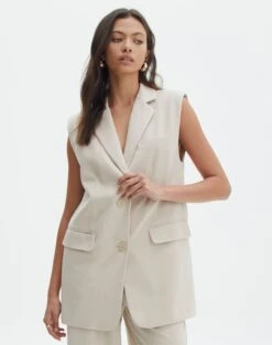 Tailored Oversized Vest -Style Fashion Fit co marly sleeveless blazer oh natural front vs133393pln