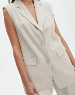 Tailored Oversized Vest -Style Fashion Fit co marly sleeveless blazer oh natural imageback vs133393pln