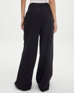 High Waist Relaxed Tailored Pant -Style Fashion Fit co marly wide leg pant black back pw71767pln