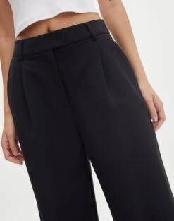 High Waist Relaxed Tailored Pant -Style Fashion Fit co marly wide leg pant black imageback pw71767pln