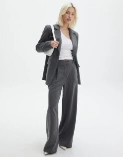 Luxe Lounge Modal Mid Rise Pant -Style Fashion Fit co marly wide leg pant charcoal front pw71767ptl 1