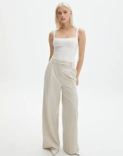 High Waist Relaxed Tailored Pant -Style Fashion Fit co marly wide leg pant oh natural front pw71767pln 4