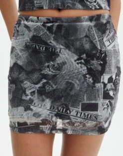 Print Mesh Mini Skirt -Style Fashion Fit co meshka mesh mini skirt newsprint full ss151478prt