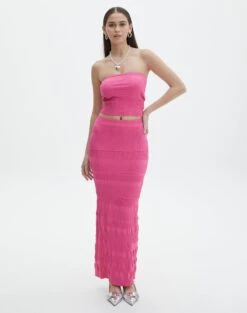 Contrast Rib Knit Bandeau -Style Fashion Fit co michaela mixed stitch maxi skirt lets go party front sl96533knt