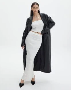 Contrast Rib Knit Bandeau -Style Fashion Fit co michaela mixed stitch maxi skirt milk front sl96533knt