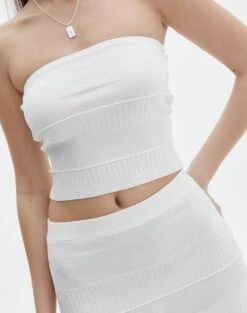 Contrast Rib Knit Bandeau -Style Fashion Fit co michaela mixed stitch tube top milk imageback kv96489knt
