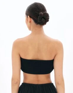 Muslin Ruched Bandeau Top -Style Fashion Fit co mimi blouse black back bv90902omus