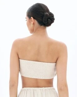 Muslin Ruched Bandeau Top -Style Fashion Fit co mimi blouse rice cake back bv90902omus