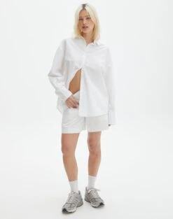 Linen Blend Tie Waist Shorts -Style Fashion Fit co pascal longline poplin short white front sw118840pop