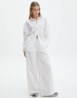 High Rise Tailored Wide Leg Panelled Pant -Style Fashion Fit co pascal wide leg poplin pant white front pw122250pop 1