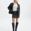 Washed Faux Leather Mini Skirt -Style Fashion Fit co raven mini skirt worn black front ss116125pu