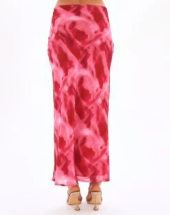 Print Maxi Slip Skirt -Style Fashion Fit co riley low rise maxi skirt carnation skies back sl102757prt