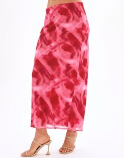 Print Maxi Slip Skirt -Style Fashion Fit co riley low rise maxi skirt carnation skies detail sl102757prt