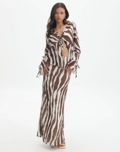 Print Maxi Slip Skirt -Style Fashion Fit co riley mr maxi skirt umber zebra detail sl102757prt