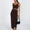 Burnout Mesh Lettuce Trim Midi Skirt -Style Fashion Fit co sabrina burnout mesh maxi soy blooms front sl53303bur