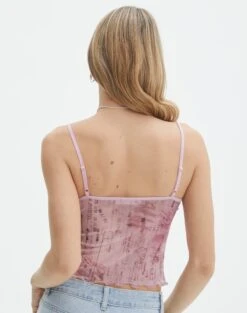 Print Mesh Lettuce Trim Cropped Cami 29 Print Mesh Lettuce Trim Cropped Cami -Style Fashion Fit co sabrina mesh cami baby doll script back tv54660rprt