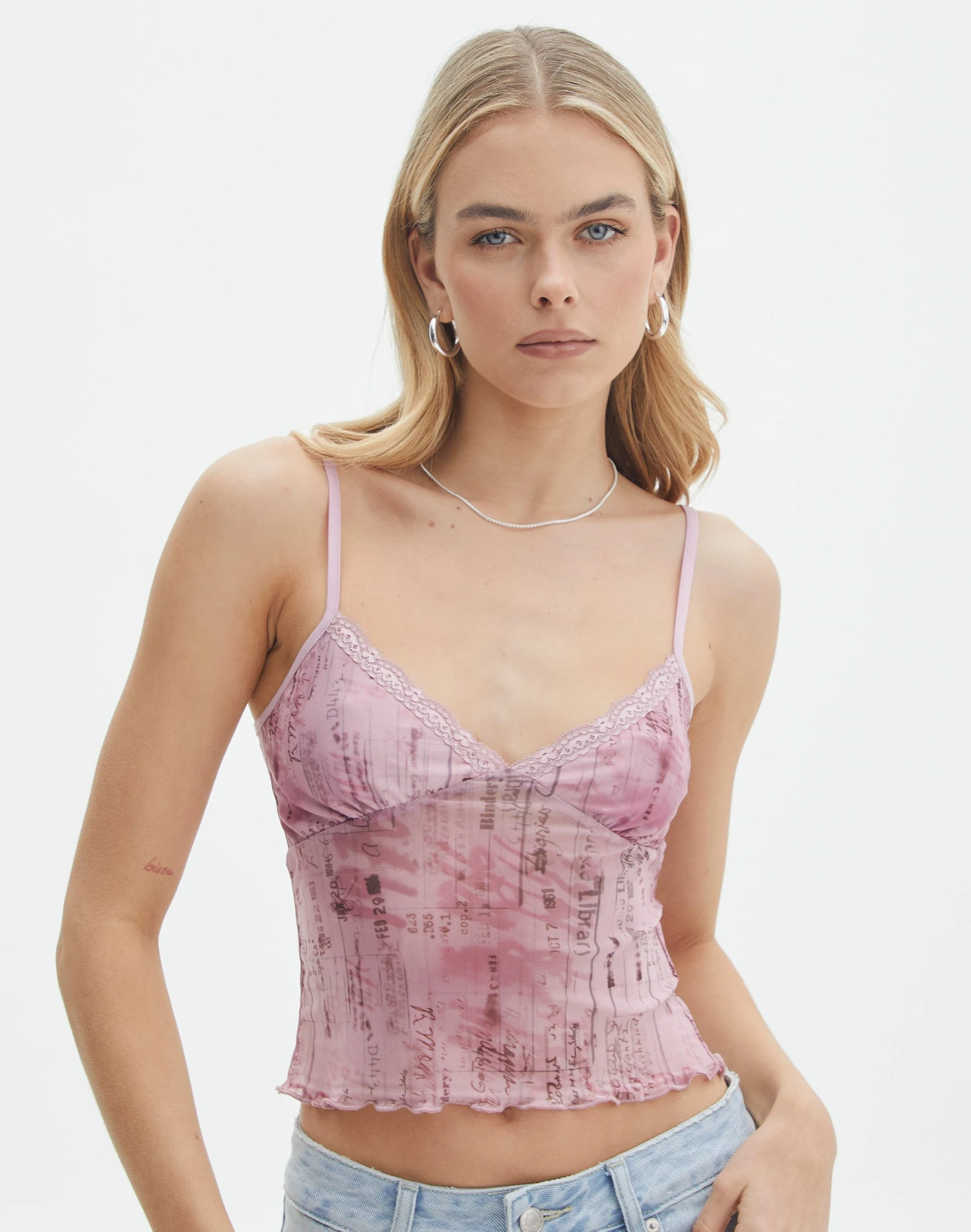 Print Mesh Lettuce Trim Cropped Cami 8 Print Mesh Lettuce Trim Cropped Cami - Image 6