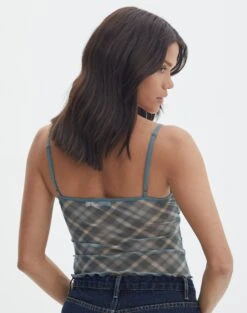 Print Mesh Lettuce Trim Cropped Cami 24 Print Mesh Lettuce Trim Cropped Cami -Style Fashion Fit co sabrina mesh cami sideline check back tv54660rprt