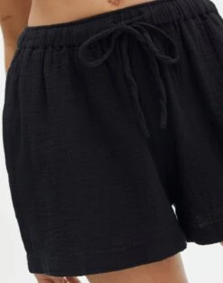 Muslin Cotton Shorts -Style Fashion Fit co snoop tie waist muslin short black imageback sw125080mus