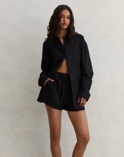 Printed Bandeau Gold Detailed Swim Top -Style Fashion Fit co t dallas linen shirt black front bl118882tlv 5