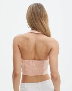 Linen Blend Halter Vest Top -Style Fashion Fit co tammy vest top fuzzy peaches back bv54786tlin