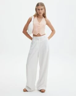 Linen Blend Halter Vest Top -Style Fashion Fit co tammy vest top fuzzy peaches full bv54786tlin