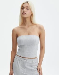 Tailored Strapless Corset Top -Style Fashion Fit co waverly boob tube top grey marle front bv78094gry 1