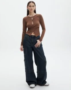 Keyhole Long Sleeve Wrap Top -Style Fashion Fit connor cross over long sleeve top deep umber full tl130857des