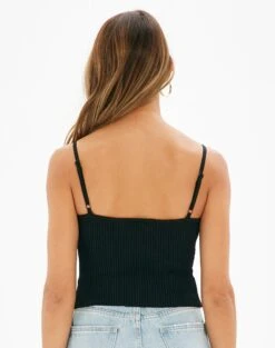 Ribbed Knit Tank -Style Fashion Fit corinne knit top black back kv80565knt