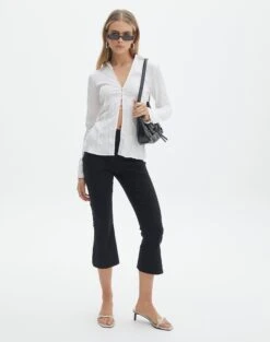 Stitch Detail Faux Leather Pant -Style Fashion Fit daisy capri pant black front pw123253pln 1