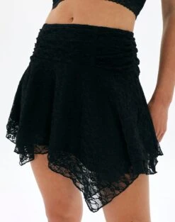 Asymmetric Lace Mini Skirt -Style Fashion Fit daisy lace mini skirt black full ss89715lac
