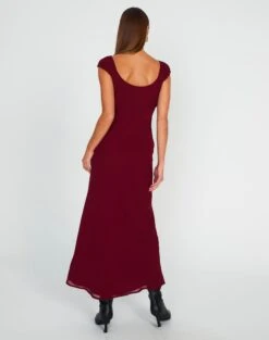 Tie Front Puff Sleeve Maxi Dress -Style Fashion Fit denver drapey sleeved maxi red chocolate back dl96450peb