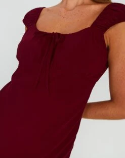 Tie Front Puff Sleeve Maxi Dress -Style Fashion Fit denver drapey sleeved maxi red chocolate imageback dl96450peb