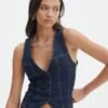 Denim V Neck Waistcoat -Style Fashion Fit dina denim waistcoat last rodeo indigo front bv99446dnm