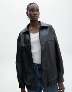 Denim Midi Front Split Skirt -Style Fashion Fit elvis oversized pu jacket black front jw124230pu 1