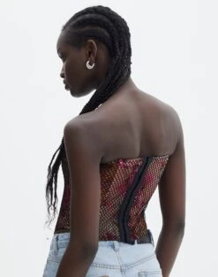 Strapless Fishnet Corset Top -Style Fashion Fit freya fishnet corset fuschia clash back tv104708fcc