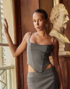 Split Tie Front Blouse -Style Fashion Fit gemma corset top cypress front bv72984pln