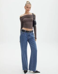 Ruched Off The Shoulder Top -Style Fashion Fit genie ruched off the shoulder top irish coffee full tl124186vis