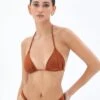 Shimmer Ruched Triangle Bikini Top -Style Fashion Fit harley halter tri bikini top third place front ga54007shm