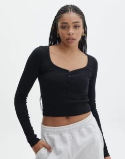 Cotton Longline Sweat Short -Style Fashion Fit harrison henley longsleeve black front tl114637ocot 1