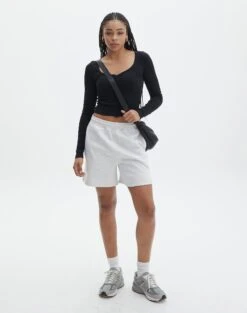 Long Sleeve Button Scoop Neck Top -Style Fashion Fit harrison henley longsleeve black full tl114637ocot