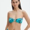 Printed Bandeau Gold Detailed Swim Top -Style Fashion Fit harvey hardwear bandaue mystic butterflies front ga128328rmsb