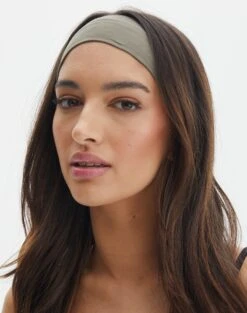 Cotton Longline Sweat Short -Style Fashion Fit headband twin pack whitelt khaki front ha47711ss 6