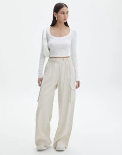 Tailored Cargo Pant -Style Fashion Fit hilda tailored cargo fresh linen front pw55574pln 1