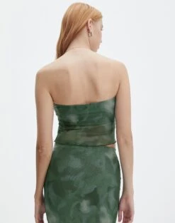 Print Mesh Strapless Top -Style Fashion Fit howdy half mesh strapless cypress haze back tv55201rprt