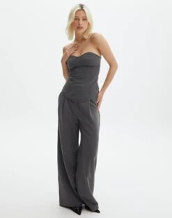 Tailored Strapless Corset Top -Style Fashion Fit iver tailored corset charcoal detail bv127594pln