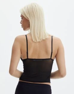 Lace Detail Cropped Cami -Style Fashion Fit jeronimo lace tank blackblack back tv111894lac